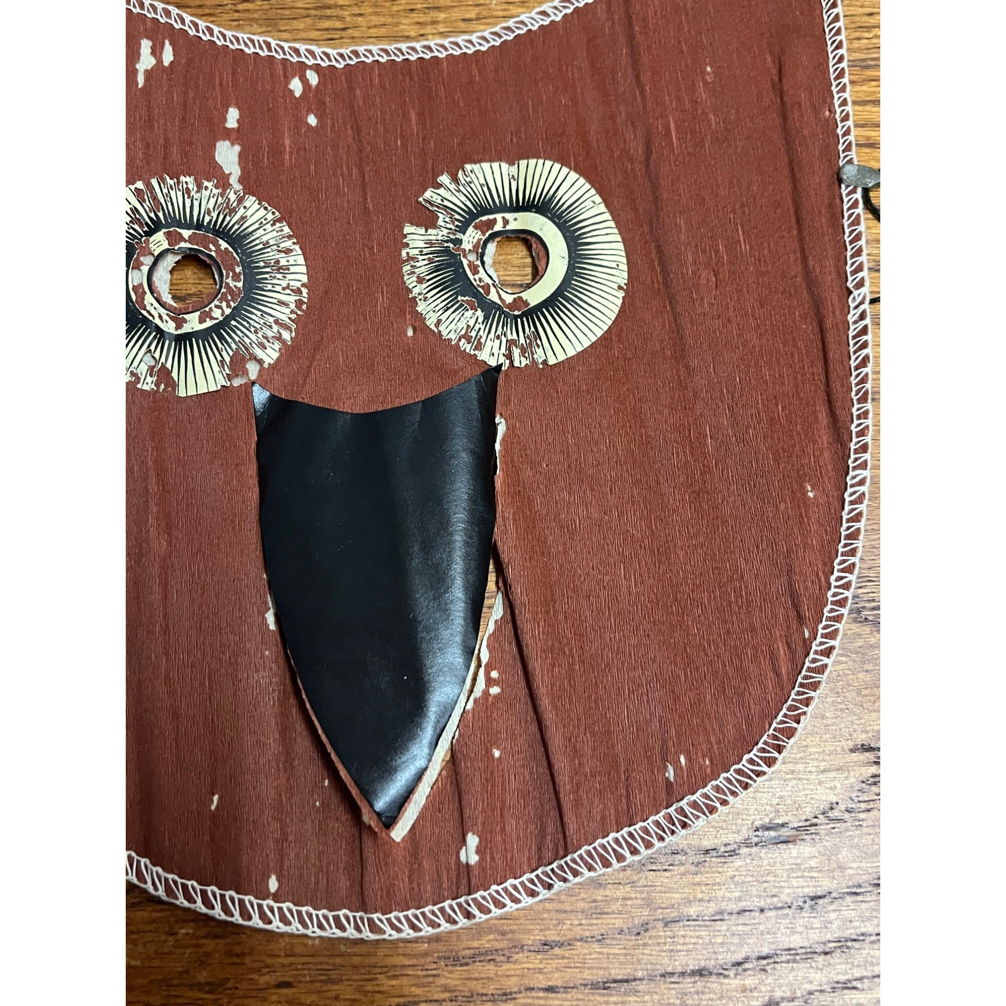 SCARCE Vintage 1920s Dennison Halloween Crepe Tissue Paper Owl Costume Mask