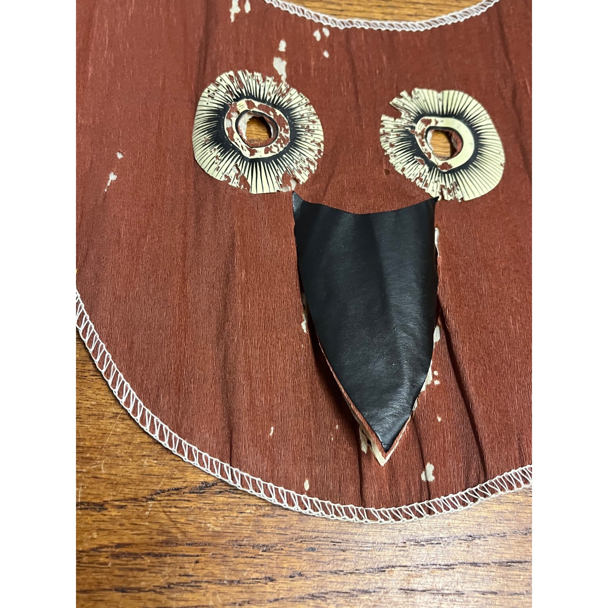 SCARCE Vintage 1920s Dennison Halloween Crepe Tissue Paper Owl Costume Mask