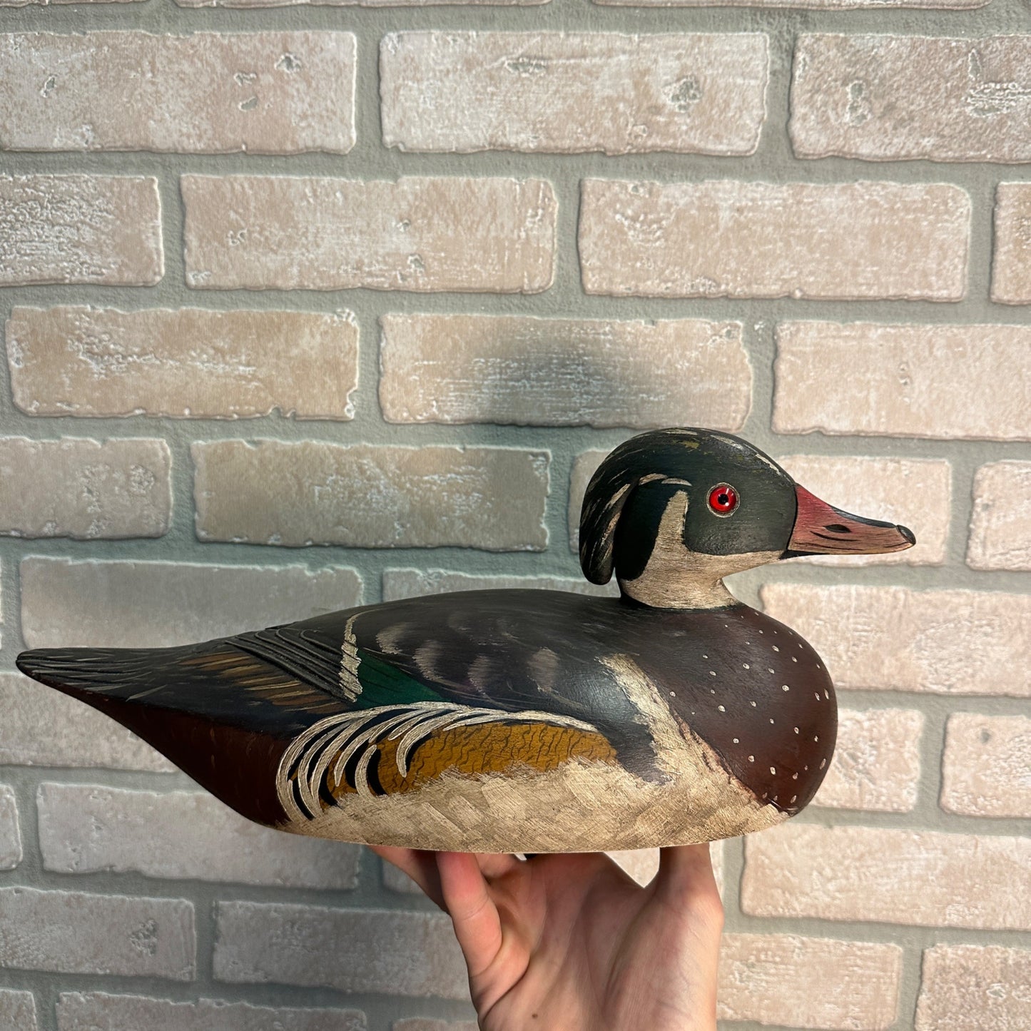 Elmer Crowell Style Wood Duck Wooden Decoy Ornate Detailed Beautiful Goldbury