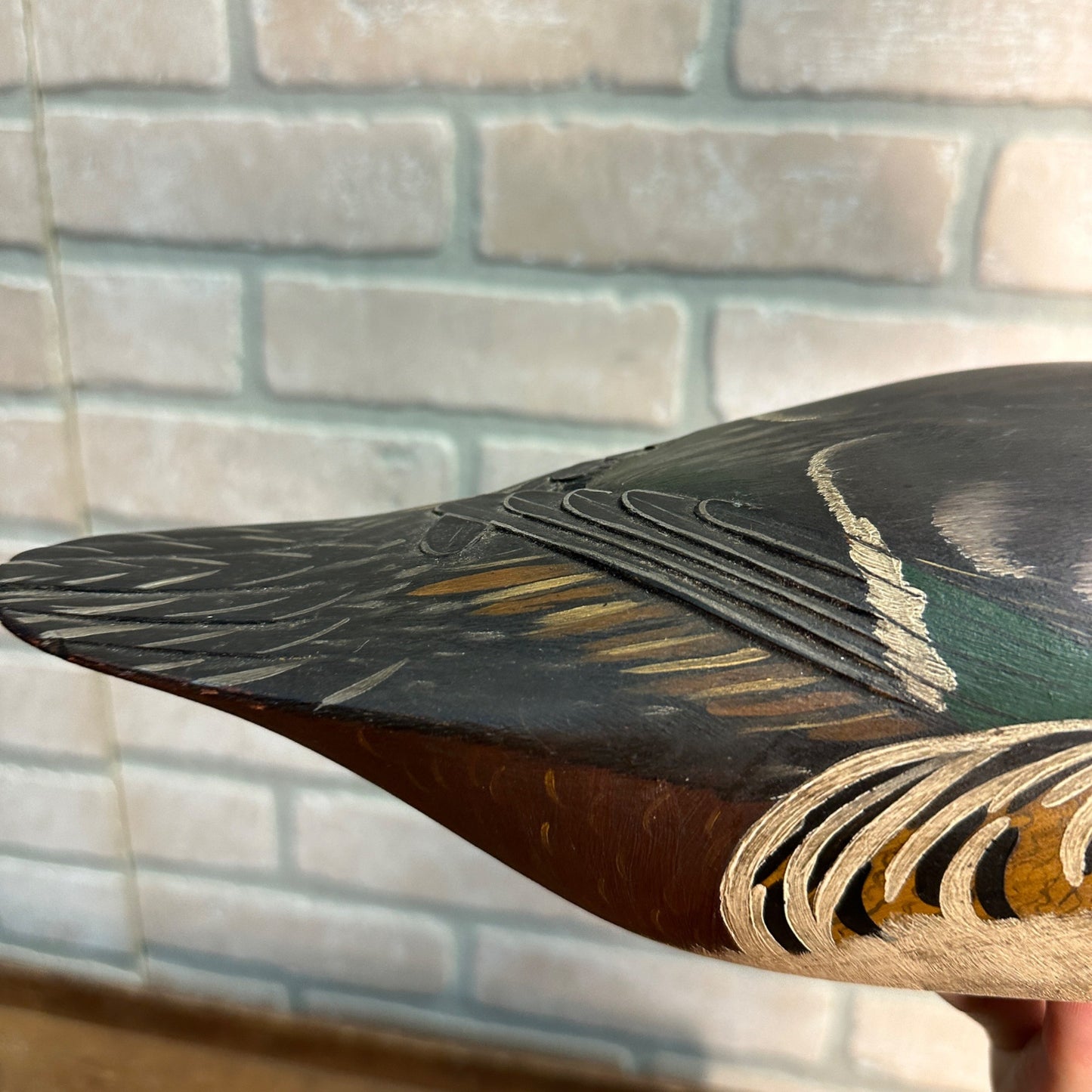 Elmer Crowell Style Wood Duck Wooden Decoy Ornate Detailed Beautiful Goldbury