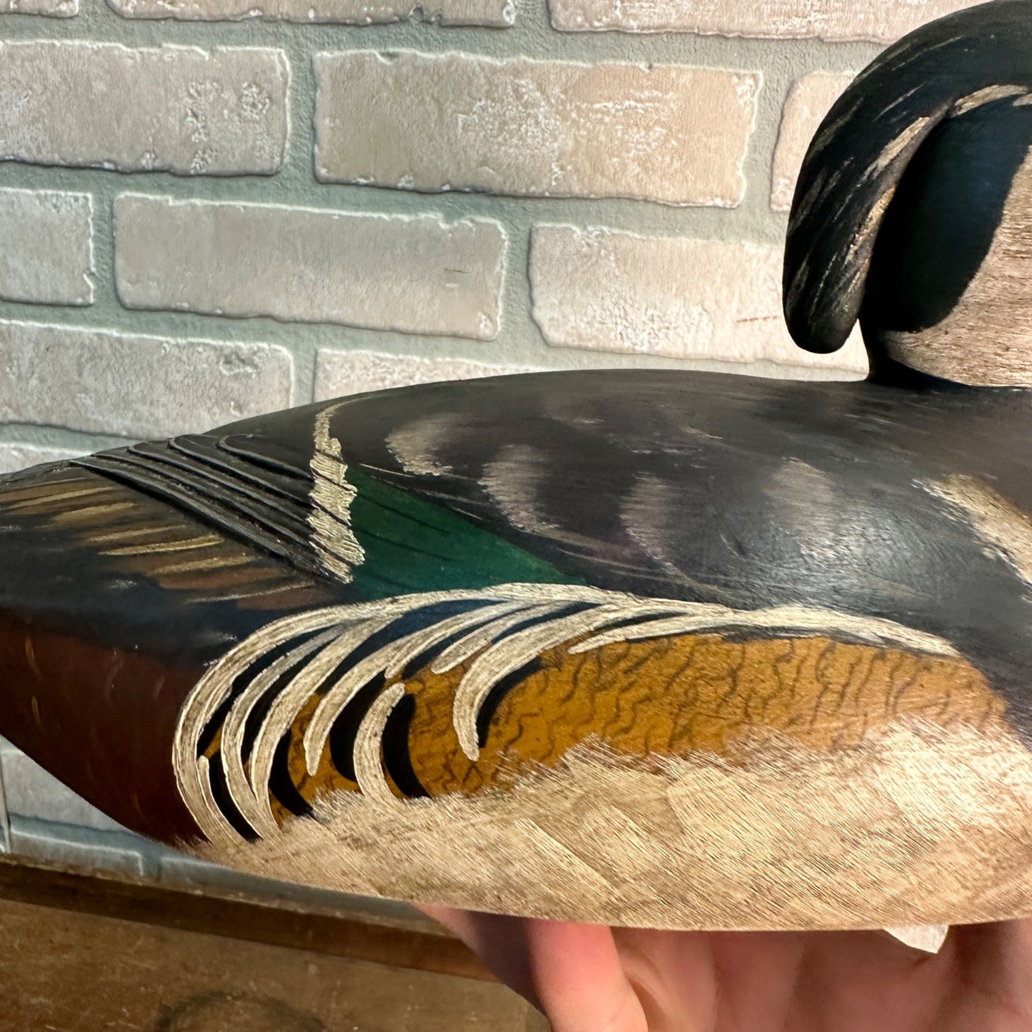 Elmer Crowell Style Wood Duck Wooden Decoy Ornate Detailed Beautiful Goldbury