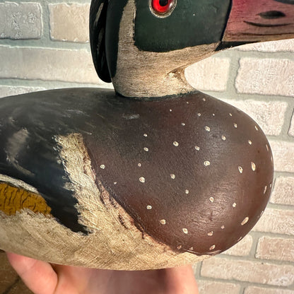 Elmer Crowell Style Wood Duck Wooden Decoy Ornate Detailed Beautiful Goldbury