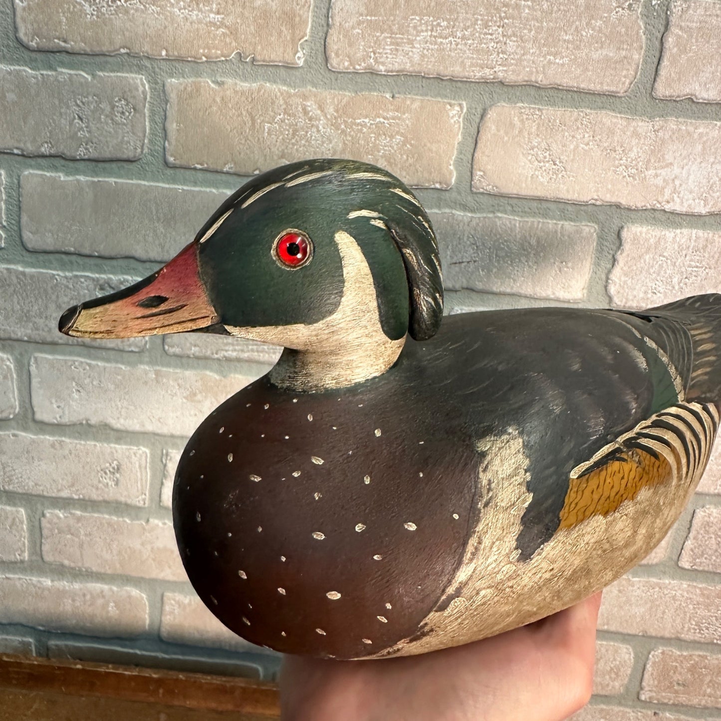 Elmer Crowell Style Wood Duck Wooden Decoy Ornate Detailed Beautiful Goldbury