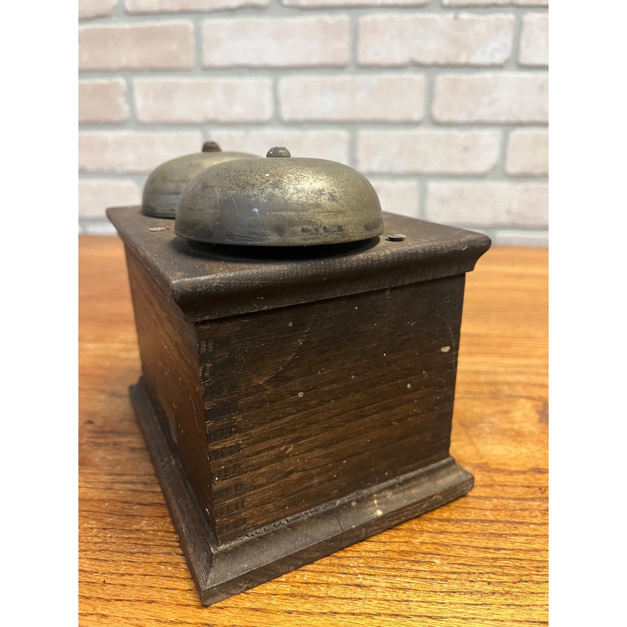 Antique Dual Bell Ringer Telephone Western Electric Oak Dovetailed Box Part