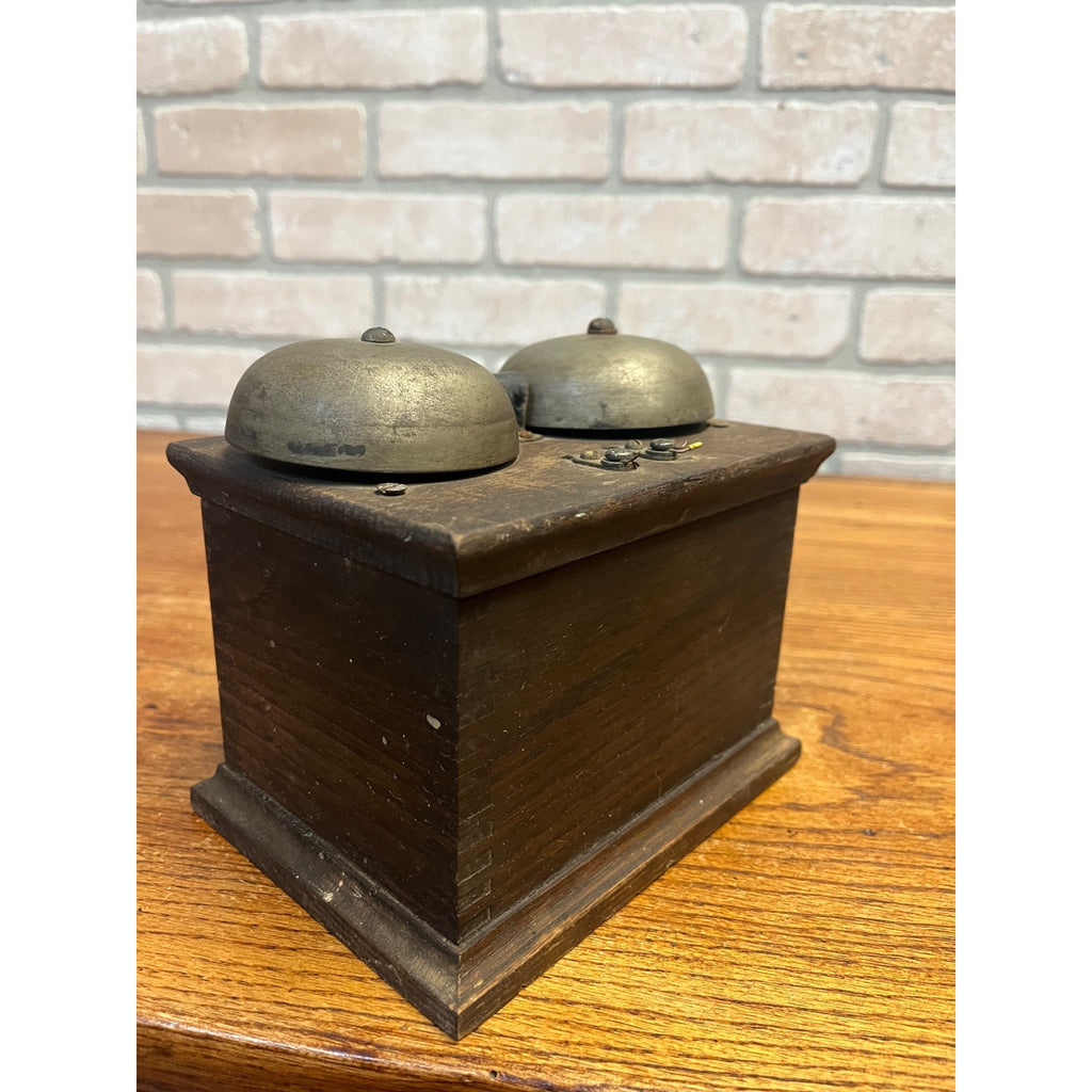 Antique Dual Bell Ringer Telephone Western Electric Oak Dovetailed Box Part