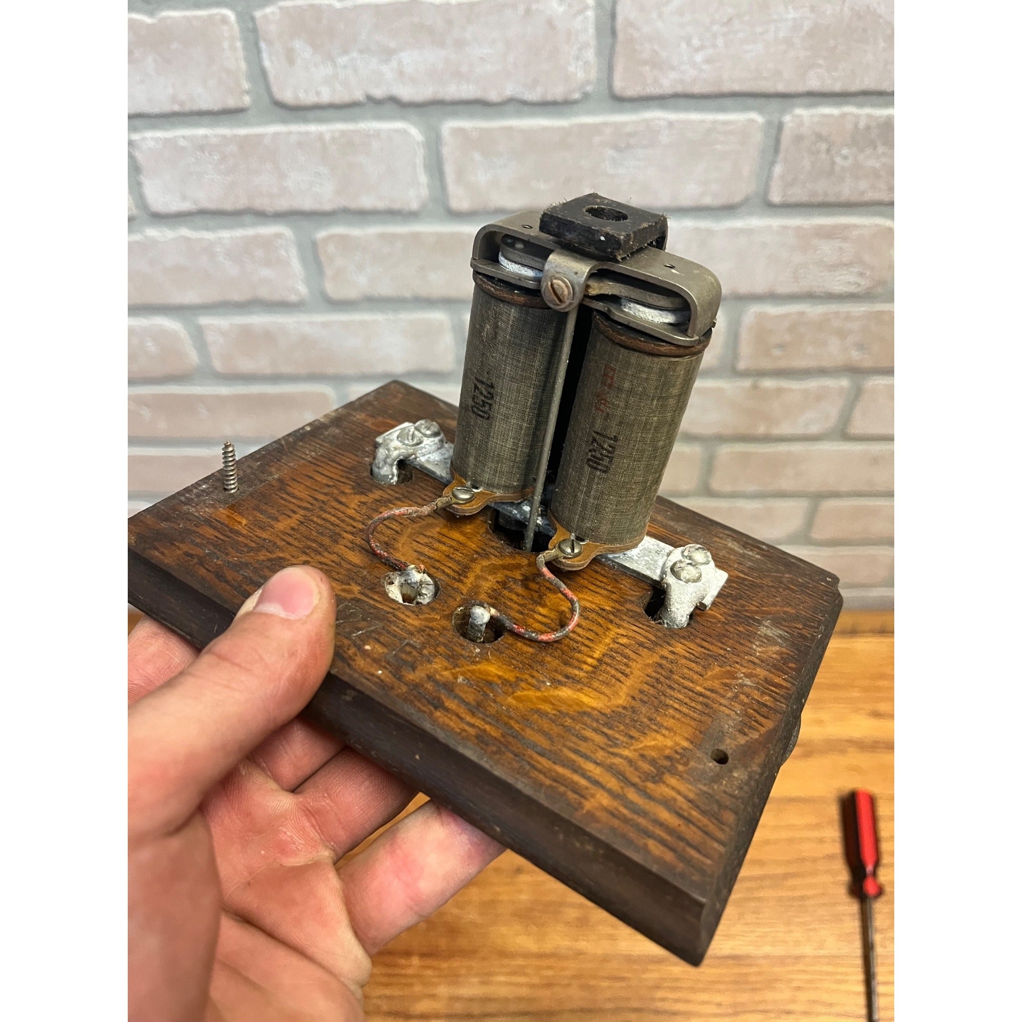 Antique Dual Bell Ringer Telephone Western Electric Oak Dovetailed Box Part