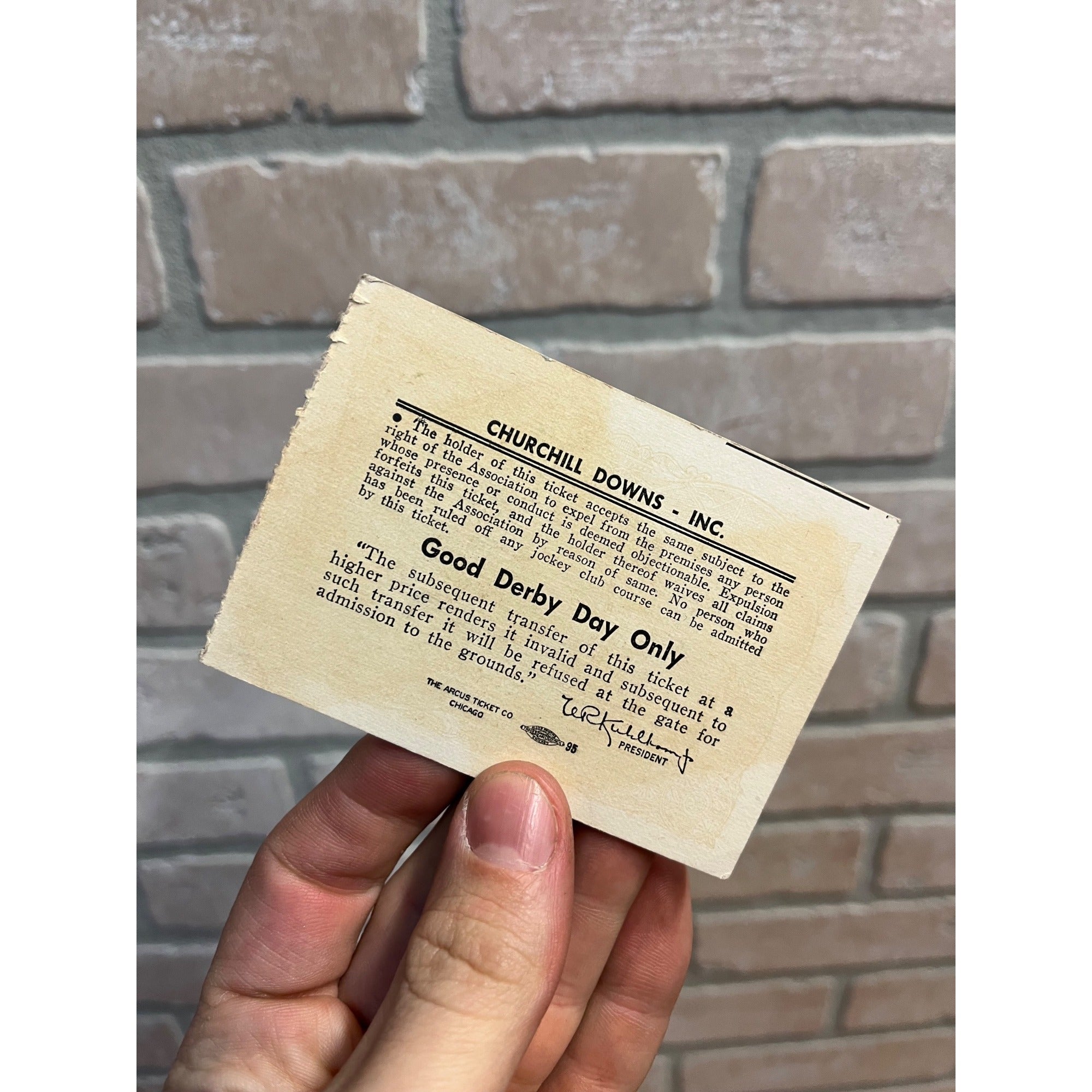 Original 1965 Churchill Downs Kentucky Derby Clubhouse Box Seat Ticket Vintage