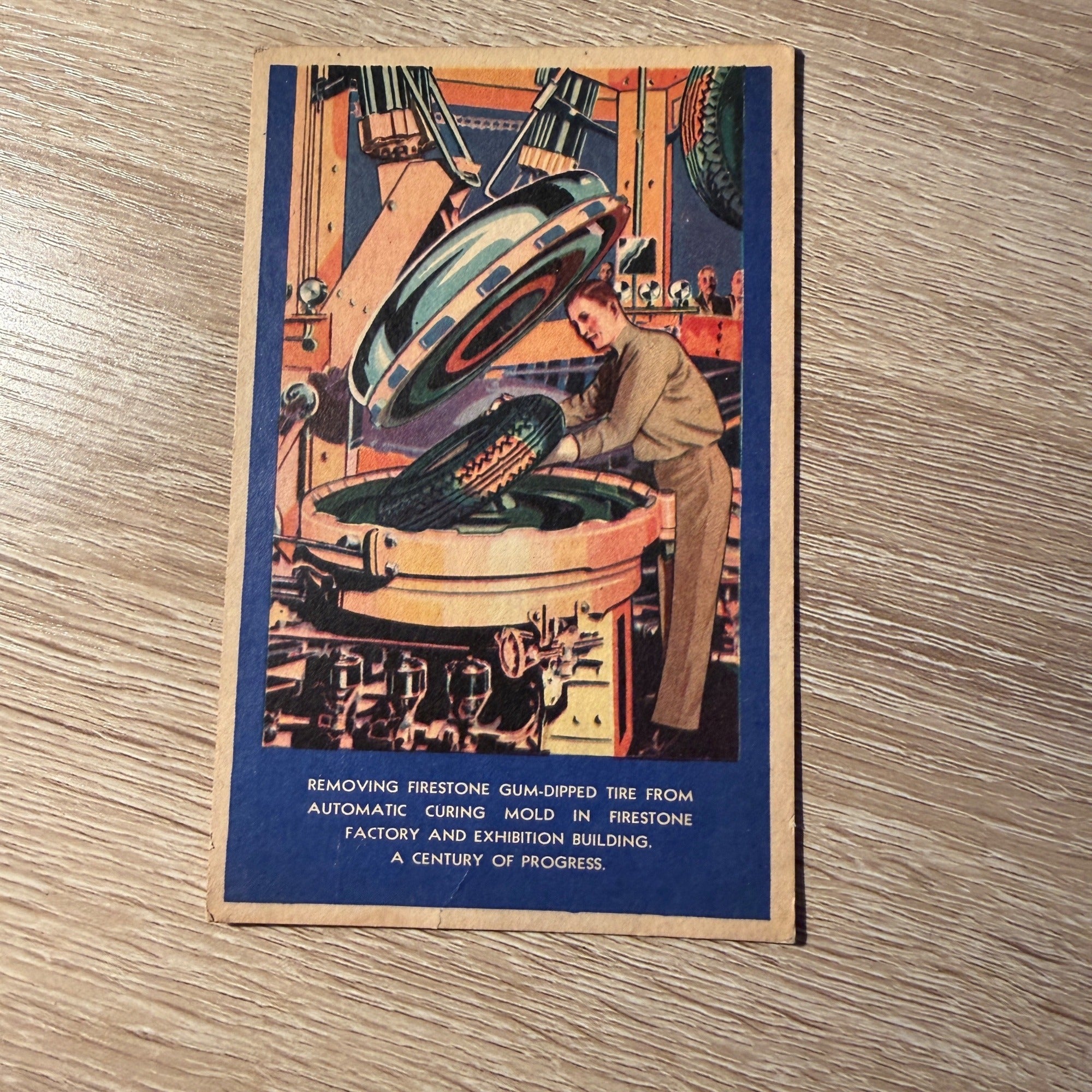 Firestone Gum-Dipped Tire Firestone Factory Postcard Auto Service Station