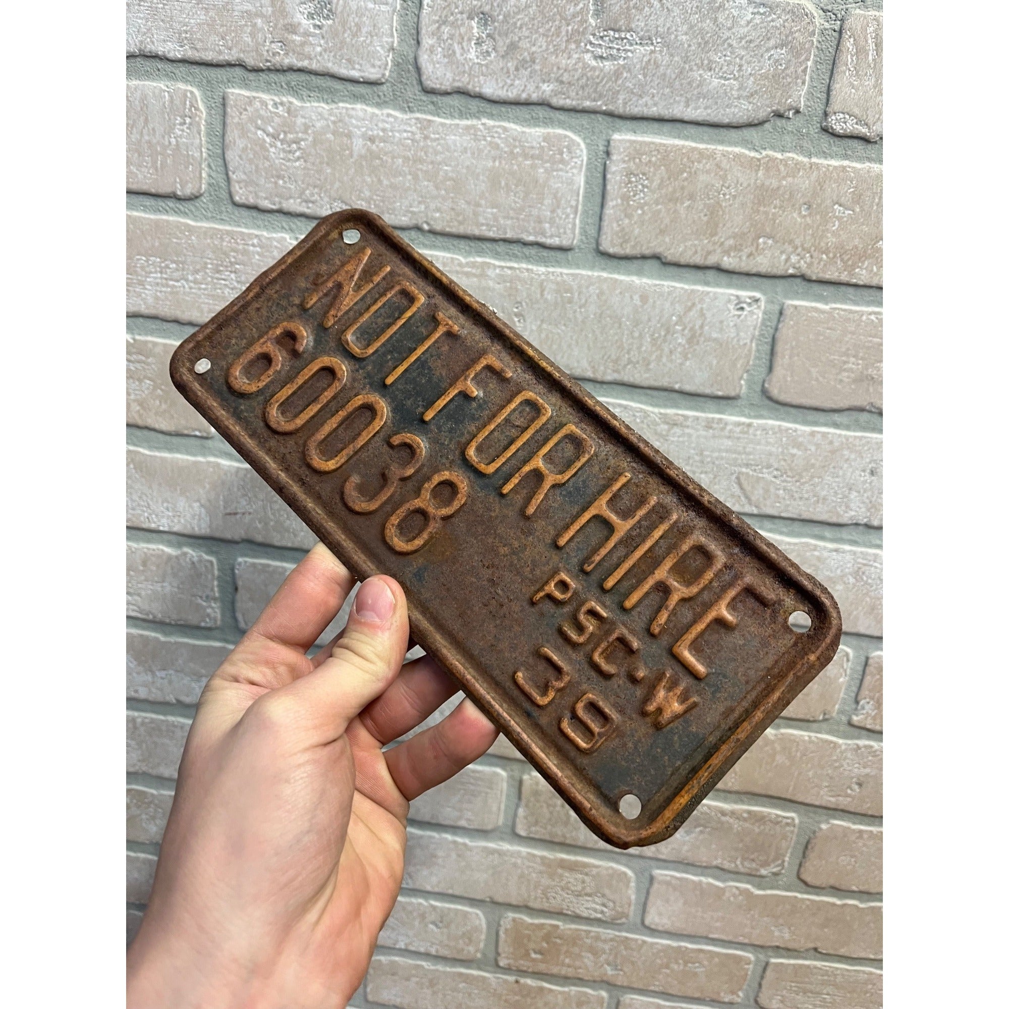 1939 Wisconsin Public Service Commission Not for Hire License Plate PSC