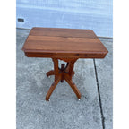 Victorian Eastlake Antique Walnut Pedestal Lamp Table or Plant Stand - Porcelain Casters