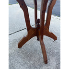Victorian Eastlake Antique Walnut Pedestal Lamp Table or Plant Stand - Porcelain Casters