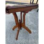 Victorian Eastlake Antique Walnut Pedestal Lamp Table or Plant Stand - Porcelain Casters