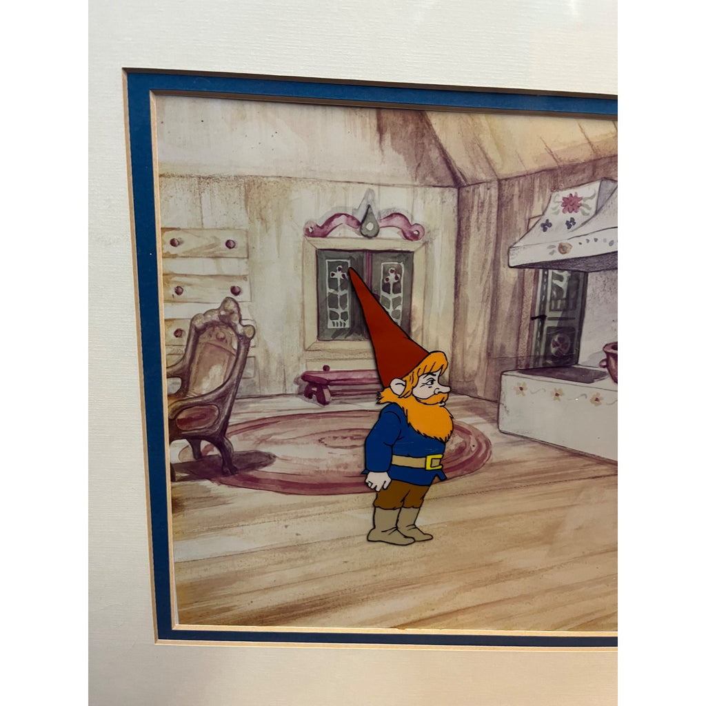 Vintage 1980 Gnomes Production Animation Cel w/ Background CBS TV