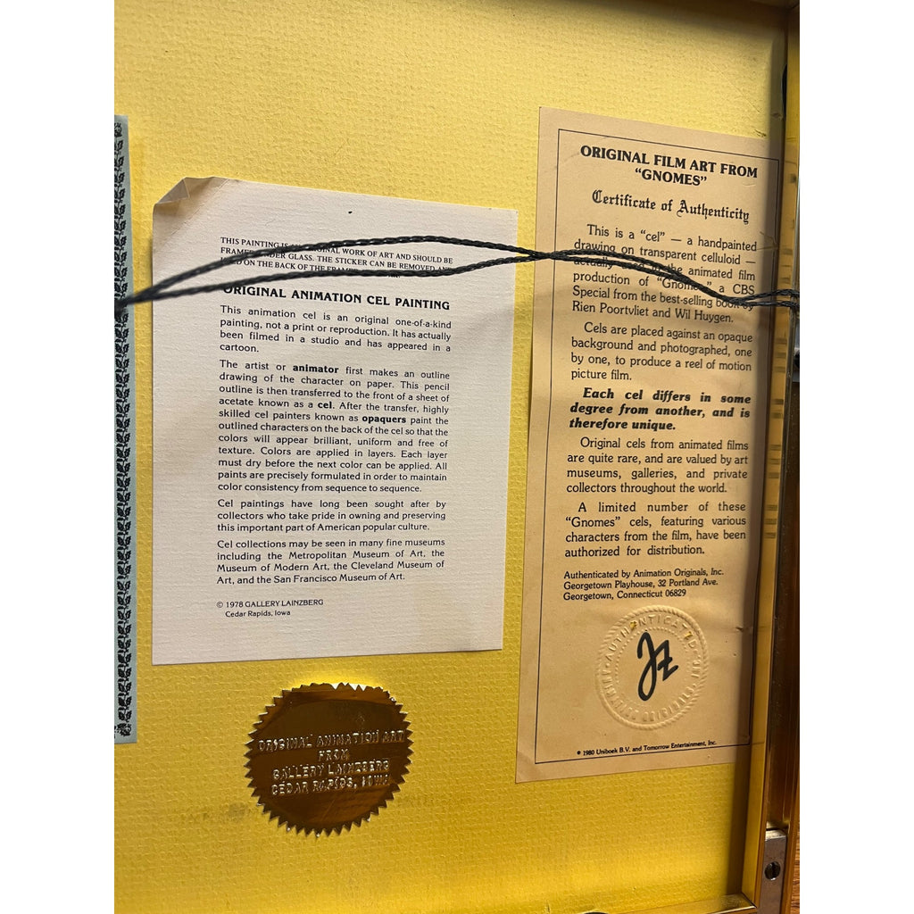 Vintage 1980 Gnomes Production Animation Cel w/ Background CBS TV