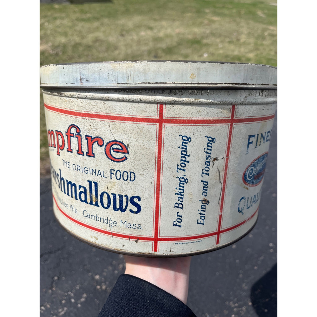 Vintage Campfire Marshmallow Advertising Tin Milwaukee Wis Can Kitchen 5lb