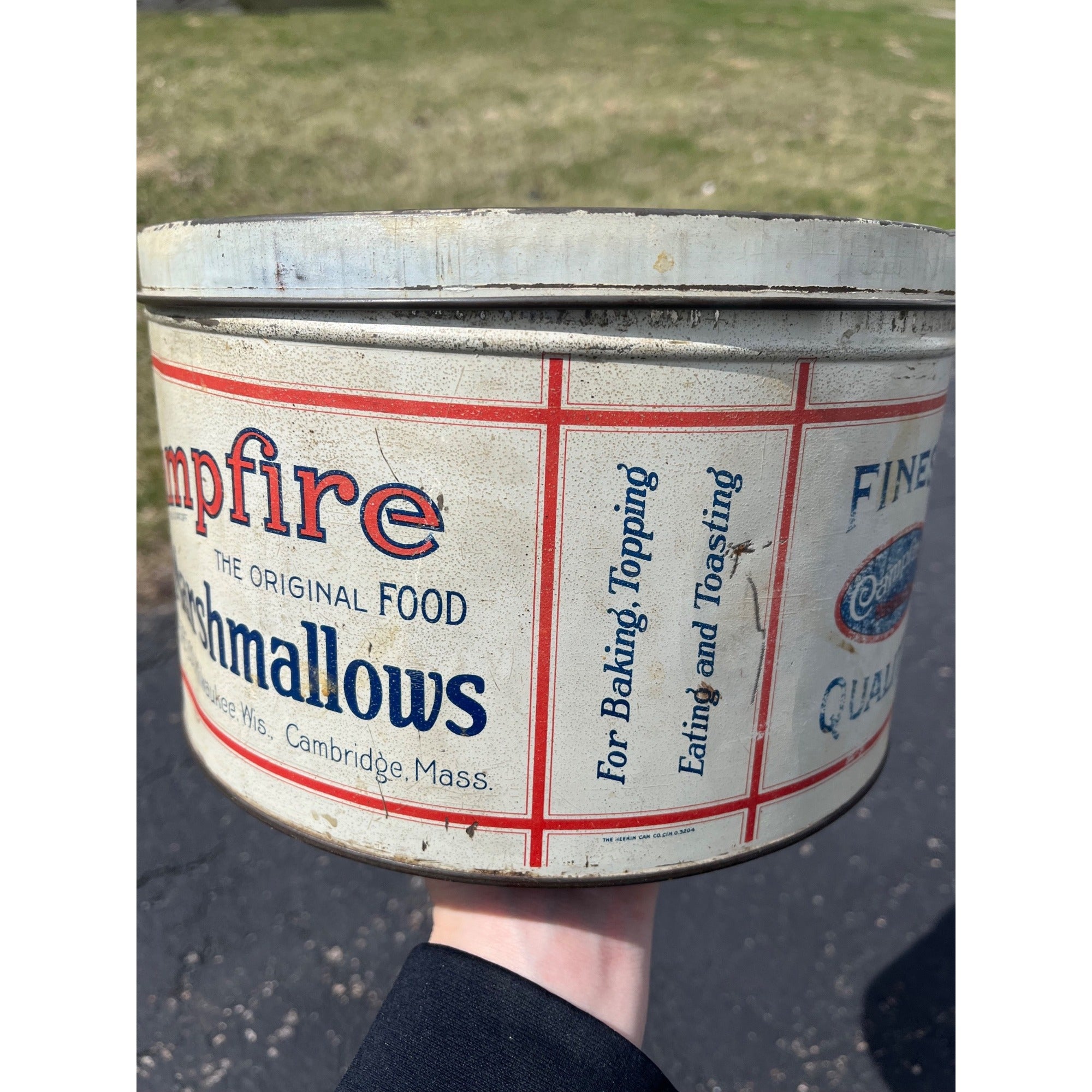 Vintage Campfire Marshmallow Advertising Tin Milwaukee Wis Can Kitchen 5lb