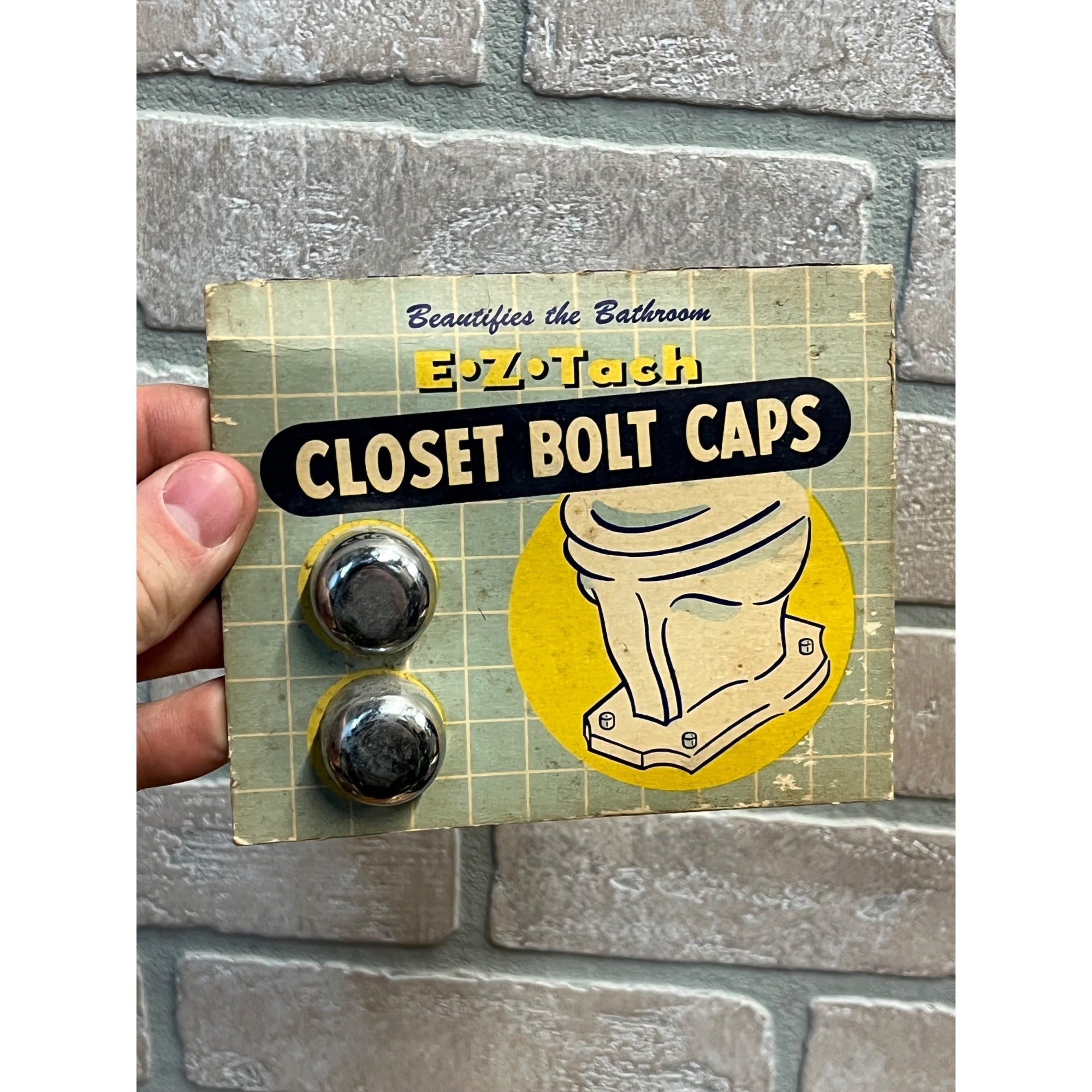 Vintage 1930's Chrome Toilet Closet Bolt Caps Bathroom Pair NOS NEW E-Z-Tach