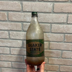 Antique Glass Motor Oil Bottle Jar Quaker State Oil City PA Paper Label Quart