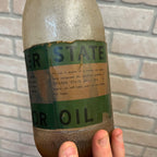 Antique Glass Motor Oil Bottle Jar Quaker State Oil City PA Paper Label Quart