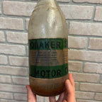 Antique Glass Motor Oil Bottle Jar Quaker State Oil City PA Paper Label Quart