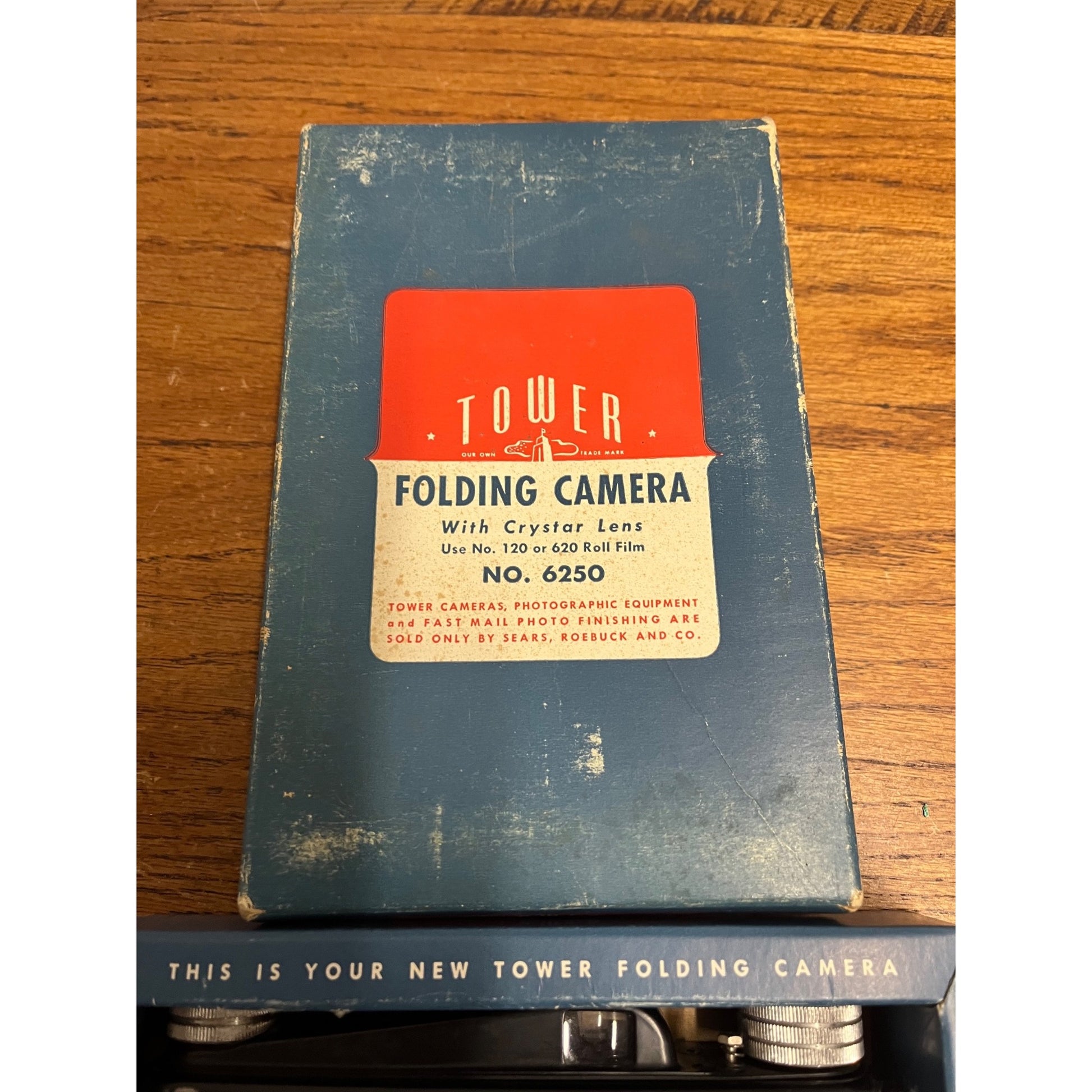 Vintage Tower No. 6250 Folding Camera Sears Roebuck w/ Original Box