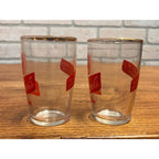 Vintage Set of Two (2) Leinenkugel's Short Beer Glasses Indian Maiden Logo Famous Since 1867 Slogan WI