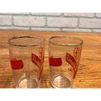 Vintage Set of Two (2) Leinenkugel's Short Beer Glasses Indian Maiden Logo Famous Since 1867 Slogan WI
