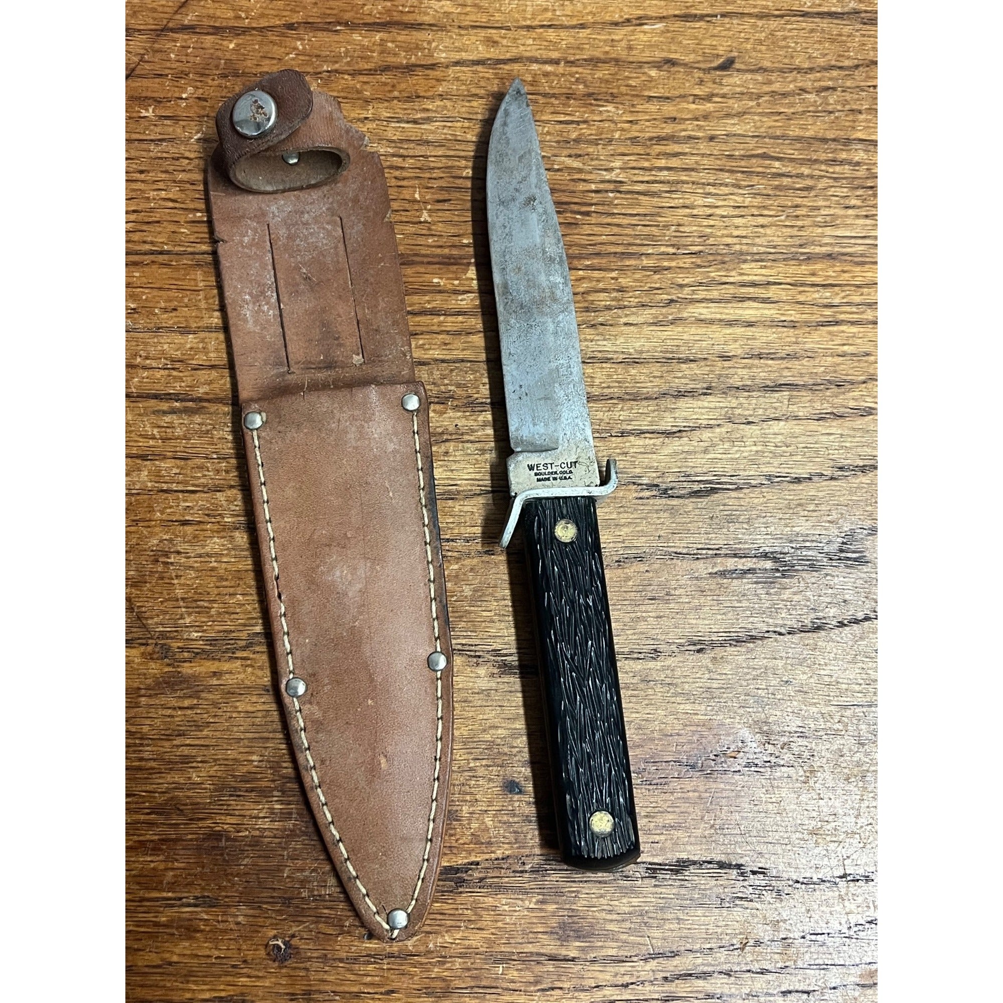 Vintage West Cut Fixed Blade Hunting Knife 8.5" Boulder Colorado