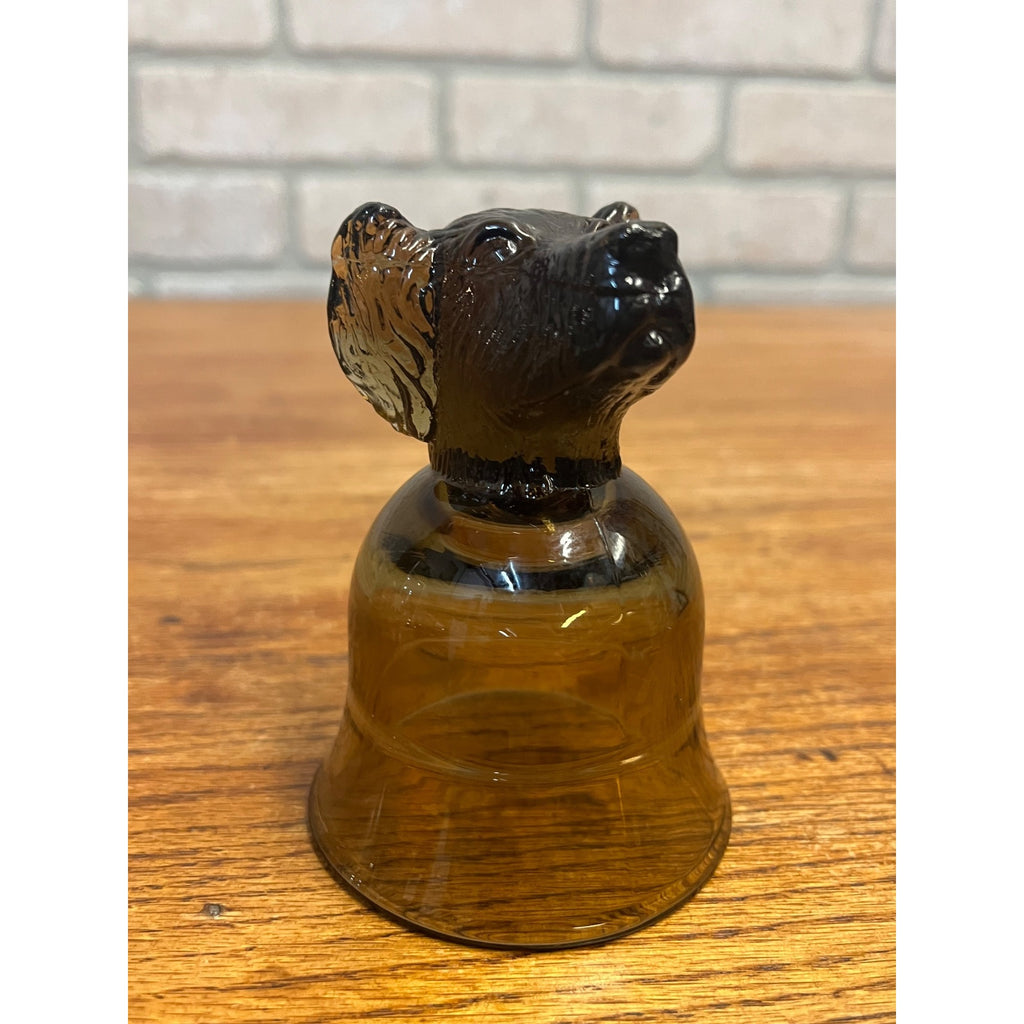 Vintage Avon Amber/Smokey Brown Chesapeake Collection Dog Head Glass Candle Holder