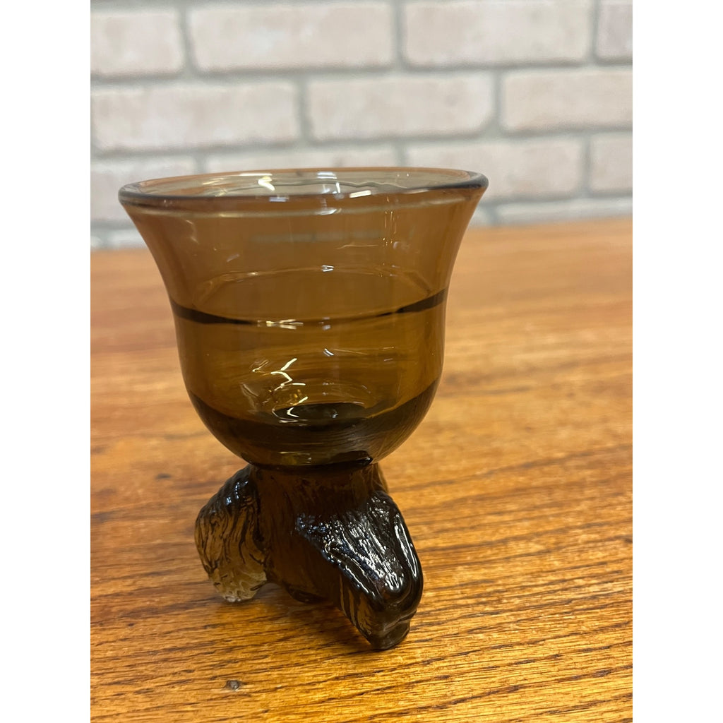 Vintage Avon Amber/Smokey Brown Chesapeake Collection Dog Head Glass Candle Holder