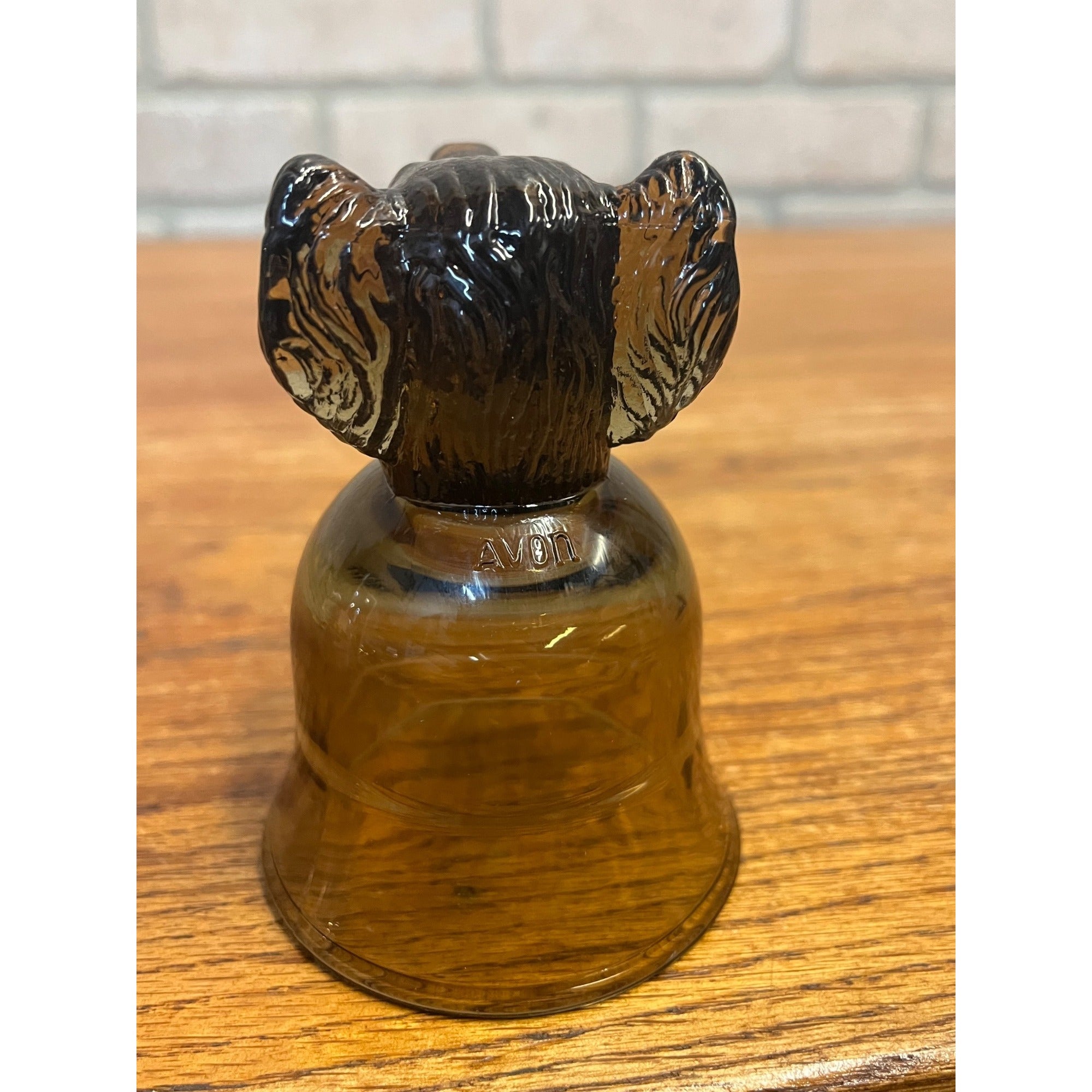 Vintage Avon Amber/Smokey Brown Chesapeake Collection Dog Head Glass Candle Holder