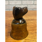 Vintage Avon Amber/Smokey Brown Chesapeake Collection Dog Head Glass Candle Holder