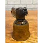 Vintage Avon Amber/Smokey Brown Chesapeake Collection Dog Head Glass Candle Holder