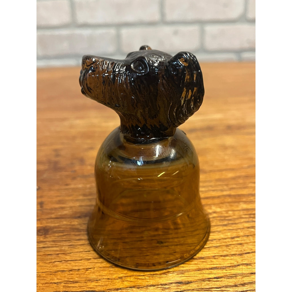 Vintage Avon Amber/Smokey Brown Chesapeake Collection Dog Head Glass Candle Holder