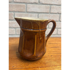 Antique Primitive Paneled Stoneware Water Pitcher Kitchen Farmhouse Decor