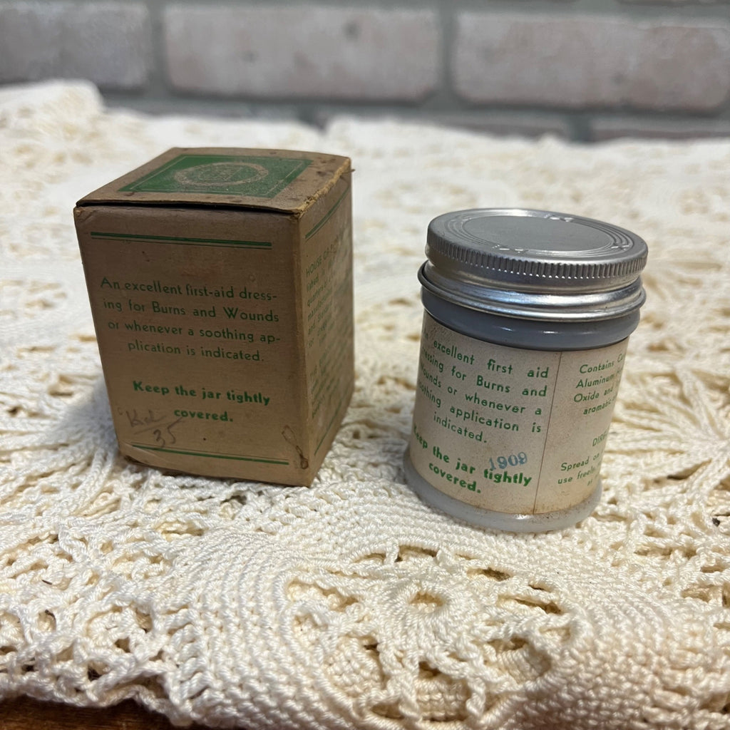 RARE Vintage Ichthalum Soothing Ointment Medicine Jar Burrough Bros w/ Box