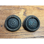 Antique Victorian Rosette Ring Drawer Pulls Pair Colonial Revival Furniture Hardware