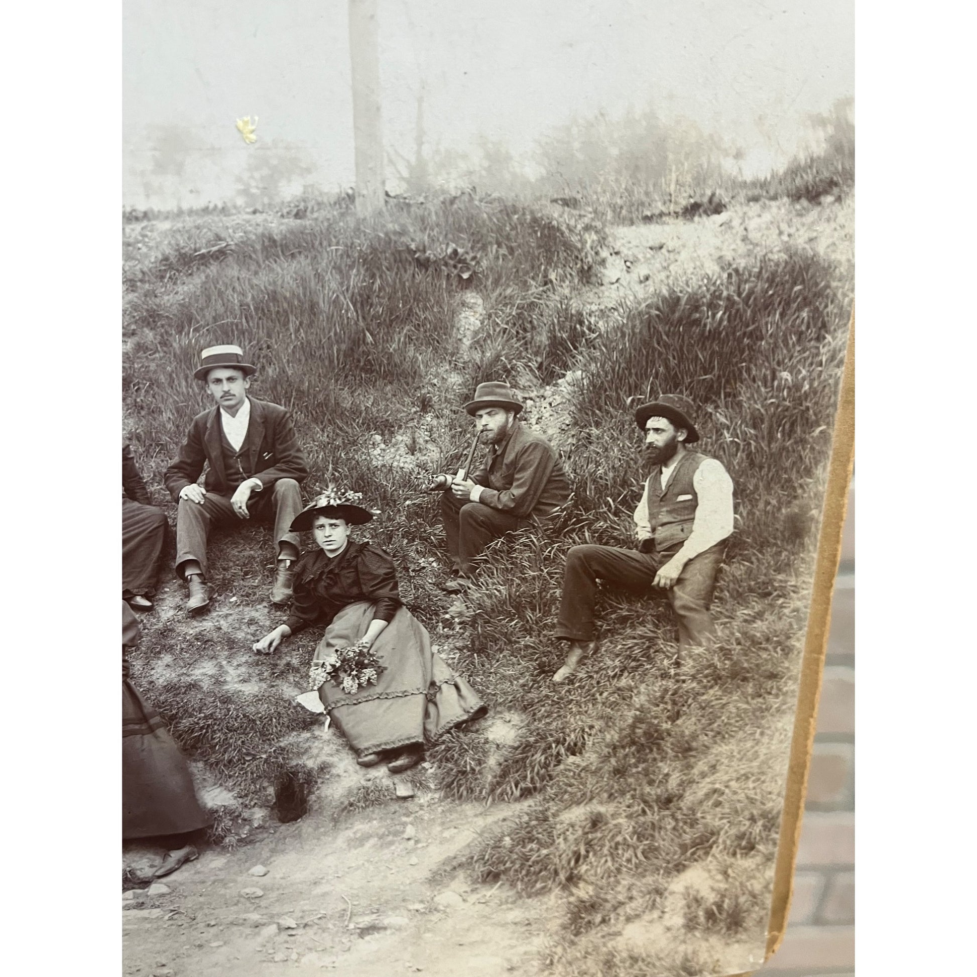 Antique Cabinet Photos (2) Family Picnic Well Dressed Beer Keg Bandtel Milwaukee