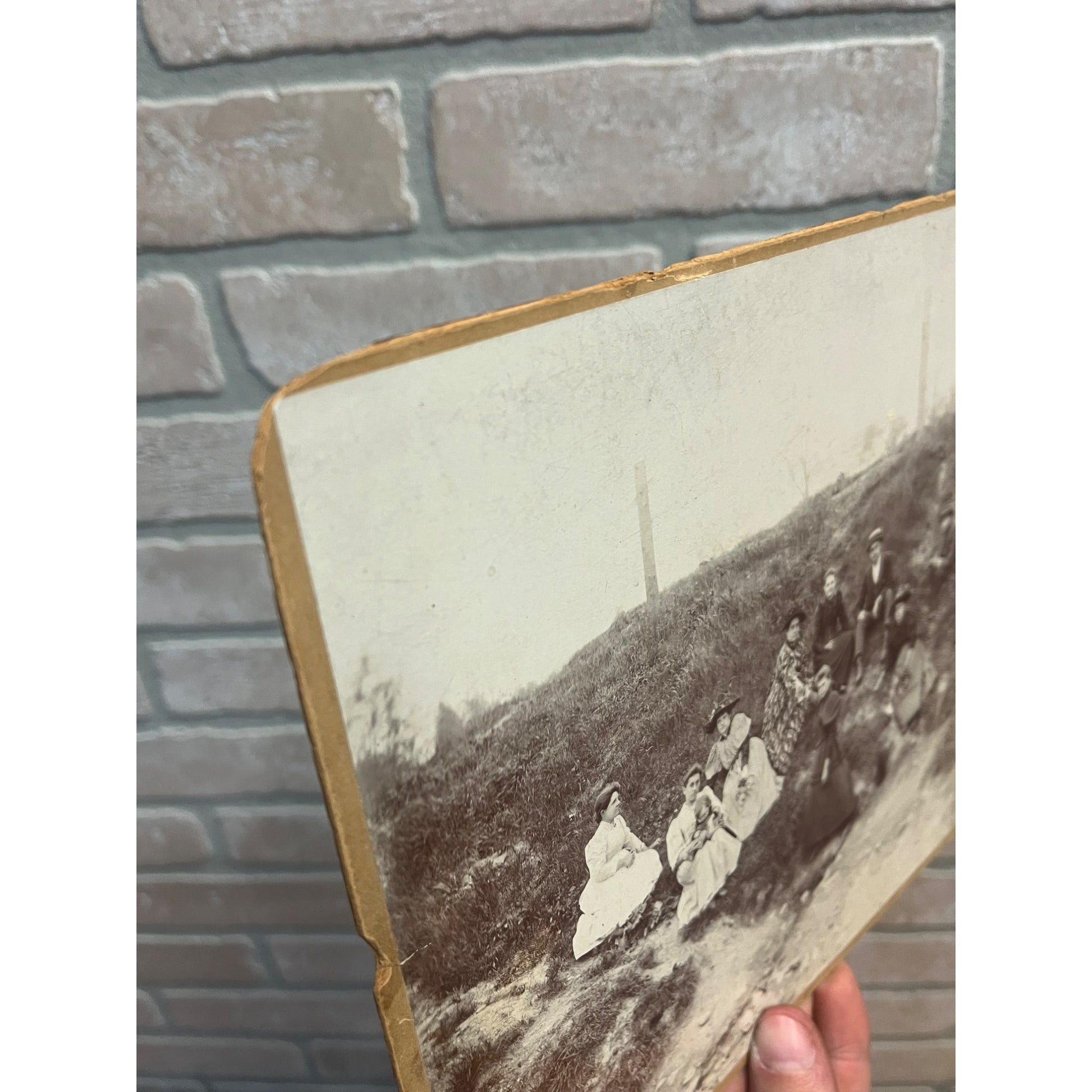 Antique Cabinet Photos (2) Family Picnic Well Dressed Beer Keg Bandtel Milwaukee