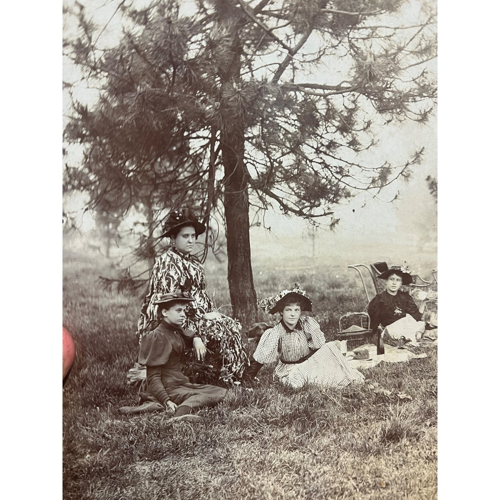 Antique Cabinet Photos (2) Family Picnic Well Dressed Beer Keg Bandtel Milwaukee