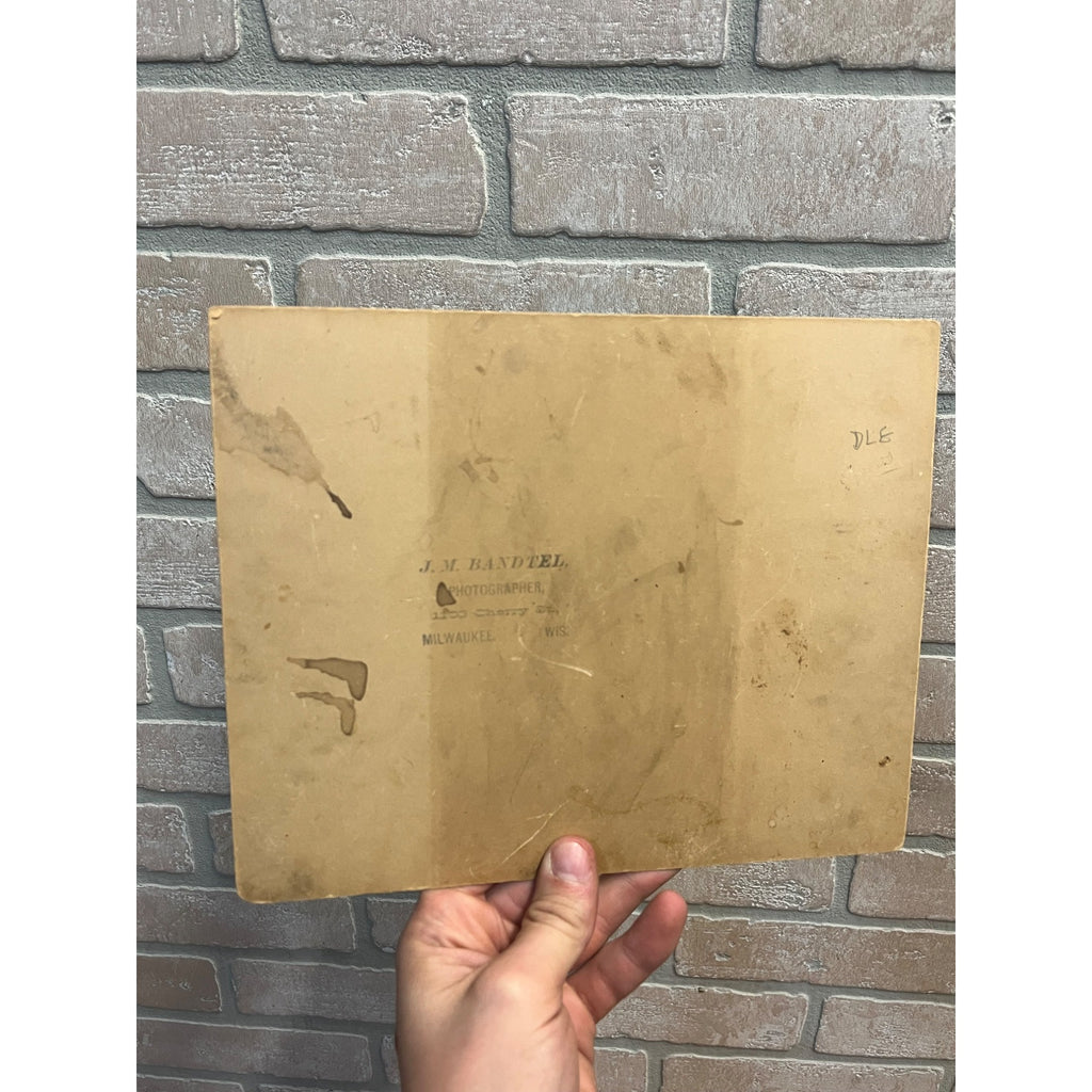 Antique Cabinet Photos (2) Family Picnic Well Dressed Beer Keg Bandtel Milwaukee