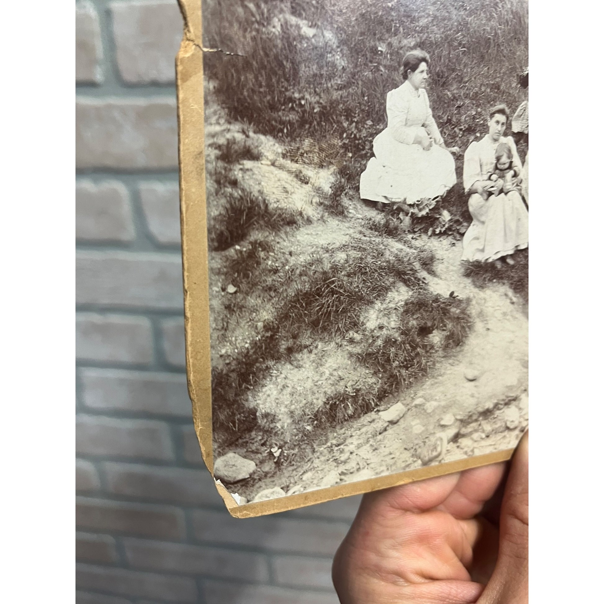 Antique Cabinet Photos (2) Family Picnic Well Dressed Beer Keg Bandtel Milwaukee