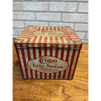 Antique Crispo Lilly Sodas Tin Advertising Box Sawyer Biscuit Patriotic Red