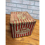 Antique Crispo Lilly Sodas Tin Advertising Box Sawyer Biscuit Patriotic Red