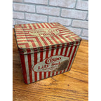 Antique Crispo Lilly Sodas Tin Advertising Box Sawyer Biscuit Patriotic Red