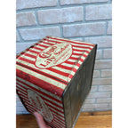 Antique Crispo Lilly Sodas Tin Advertising Box Sawyer Biscuit Patriotic Red