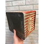 Antique Crispo Lilly Sodas Tin Advertising Box Sawyer Biscuit Patriotic Red