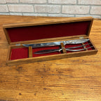 Nordholm Stainless Carving Set MCM Sweden Wooden Box 2 Pieces Fork & Knife