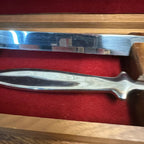 Nordholm Stainless Carving Set MCM Sweden Wooden Box 2 Pieces Fork & Knife