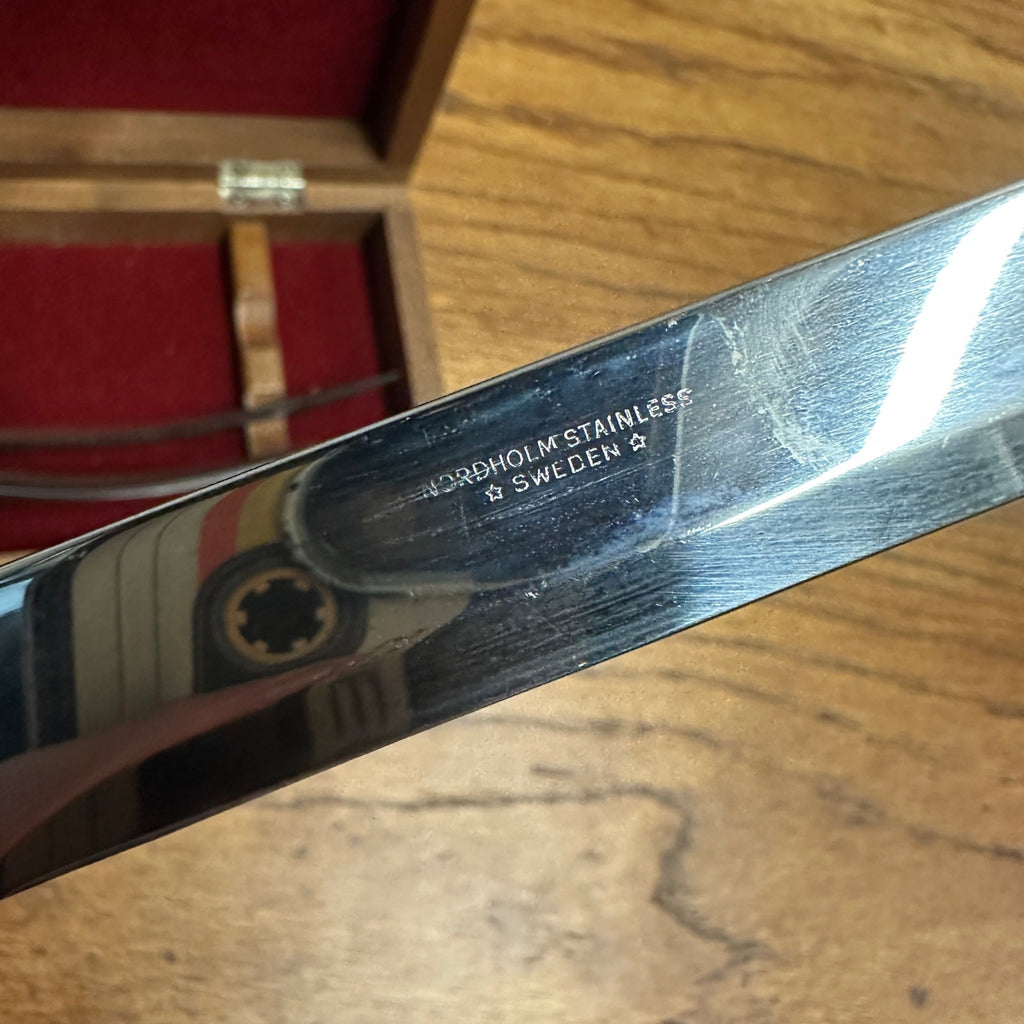Nordholm Stainless Carving Set MCM Sweden Wooden Box 2 Pieces Fork & Knife